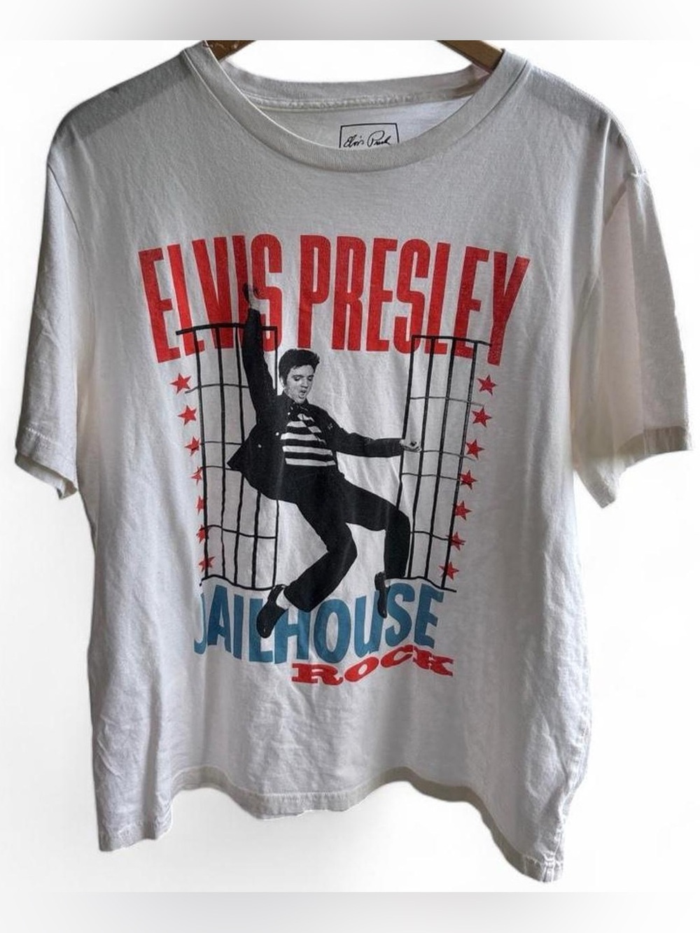 Elvis Presley White 'Jailhouse Rock' Graphic Tee Large L